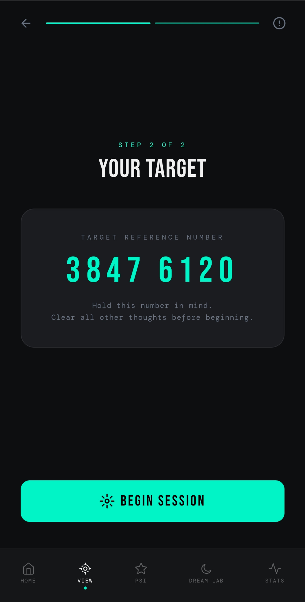 Receive Target screen