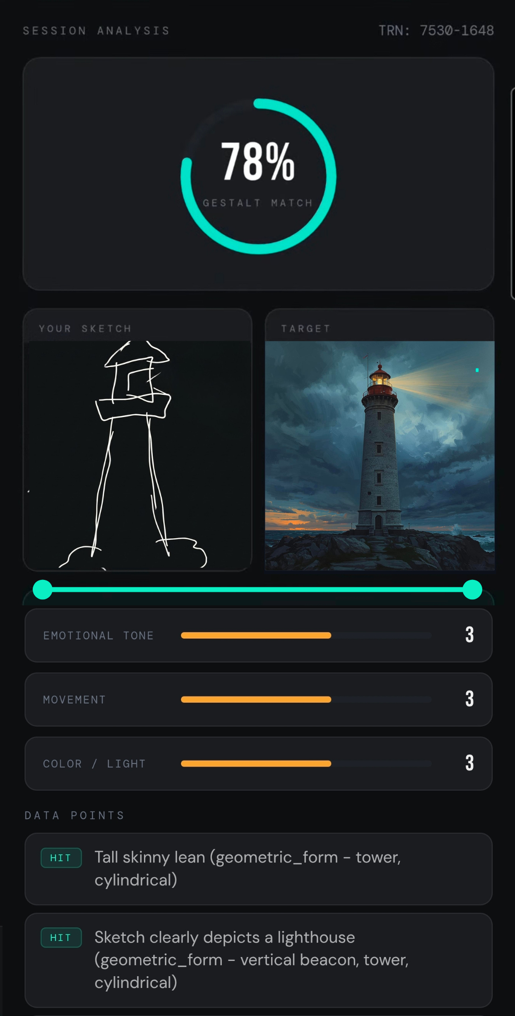 AI grading results screen
